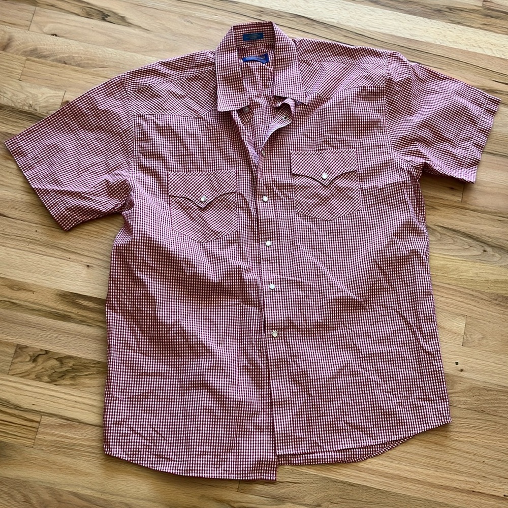 Pendleton Large Pearl Snap Red and white shirt Men Western Button